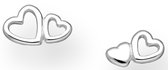 Joy|S - Zilveren hartje oorbellen - 8 mm - dubbele hartjes oorknoppen
