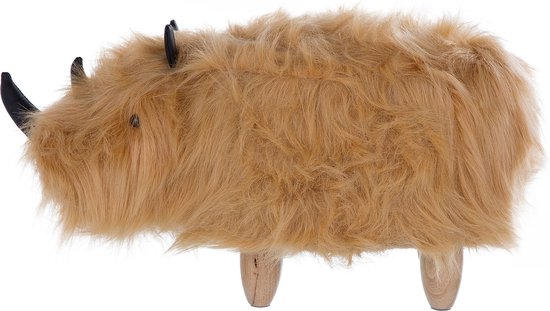 BELIANI WOOLLY - Hocker - Zandbeige - Nepbont