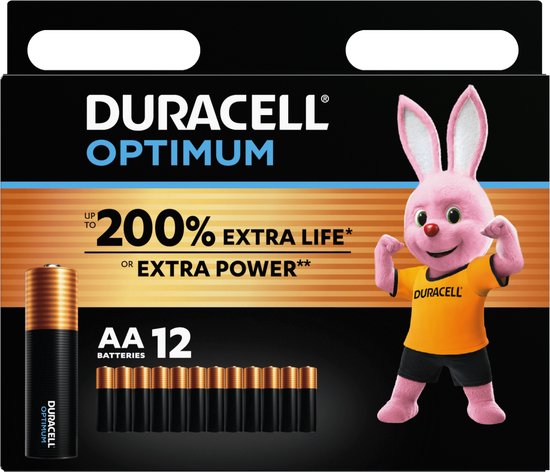 Duracell Optimum AA Alkaline Batterijen, 1,5 V LR6 MN1500 - 12 stuks