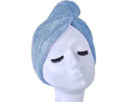 Blauwe Microvezel Handdoek Droogt Uw Natte Hoofdhaar 7x Sneller – Blauw | Absorberende Voorgevormde Hoofdhanddoek Geschikt Voor Drogen van Kort en Lang Kapsel | Haartulband Voor Snel Opdrogen van Nat Haar Na het Douchen of Baden | Haarwikkels