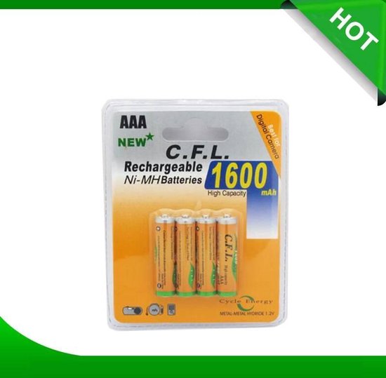 Rationeel Tact Modderig 4 Stuks AAA Oplaadbare Batterij 1600MAH-1.2V NI-MH | bol.com