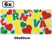 6x Raamsticker adhesive Carnaval mix rood/geel/groen 30x60cm