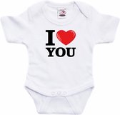 Wit I love you rompertje baby - Babykleding 80 (9-12 maanden)