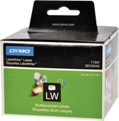2x Dymo etiketten LabelWriter 57x32mm, verwijderbaar, wit, 1000 etiketten