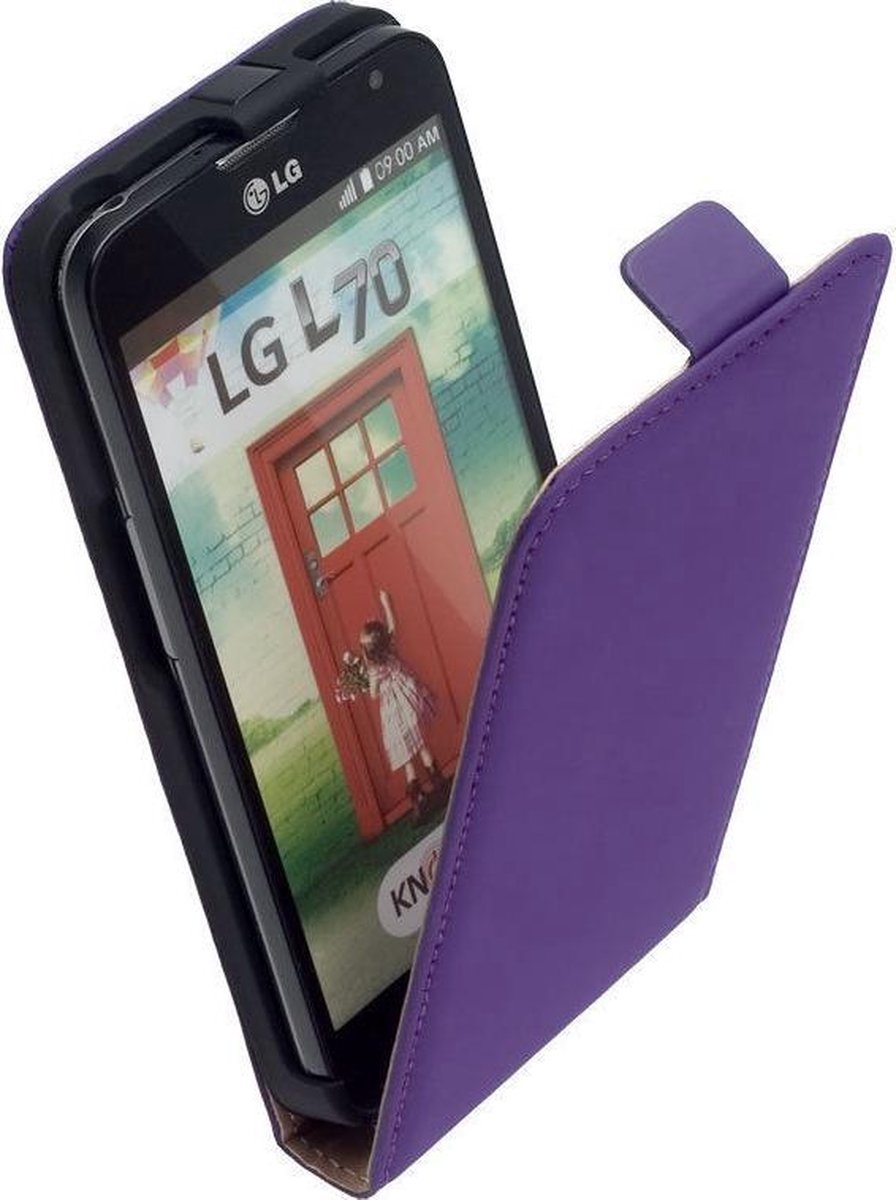 LELYCASE Paars Echt Lederen Flip Case Hoesje LG L70