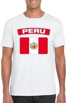 T-shirt met Peruaanse vlag wit heren 2XL