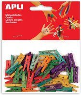 Apli houten gekleurde mini wasknijpers, blister met 45 stuks in geassorteerde kleuren