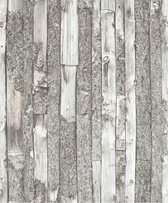 Home planken/boomschors grijs behang (vliesbehang, grijs)