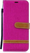 Huawei P30 Lite Hoesje - Denim Book Case - Roze