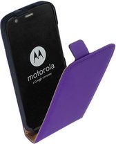 LELYCASE Motorola Moto G2 (2014) Lederen Flip Case Cover Hoesje Paars