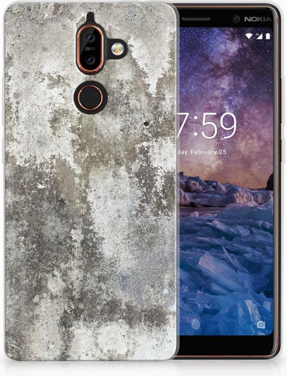 Nokia 7 Plus TPU Siliconen Hoesje Beton Print