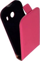 LELYCASE Lederen Samsung Galaxy Ace Style Flip Case Cover Hoes Roze