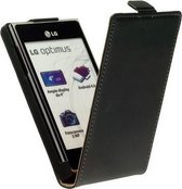 Lederen Flip Case Hoesje - LG Optimus L9 Zwart