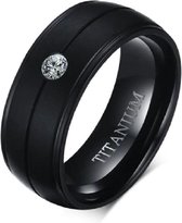 Schitterende Titanium Zwarte Damesring met Zirkonia | 20.75 mm. = maat 65 | Jonline