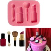 Fondant Make Up Mal - Siliconen Makeup versiering vorm - Lippenstift Fondant / Marsepein / Chocolade / Zeep - Voor decoratie van taart, cupcakes en cake