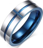 Schitterende Blue Wolfraamcarbide Ring | Heren Ring | Zilver kleur | Ring 18.25 mm. (maat 57)