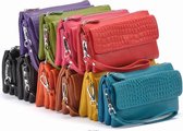 Dames Clutch Paars - Lederen Handtasje, Schoudertas, Crossover Tas- met afneembare lange schouderband