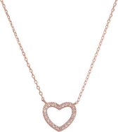 Fate Jewellery Ketting FJ491 - Heart - 925 Zilver - Rosé verguld - Ingelegd met Zirkonia kristallen