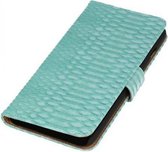 Snake Bookstyle Wallet Case Hoesjes voor Huawei Ascend Y550 Turquoise