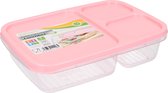 Lunchbox avec couvercle 1,2 litre - Récipient pour aliments - Convient au lave-vaisselle - Avec trois compartiments - Rose
