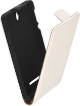 LELYCASE Premium Flip Case Lederen Cover Bescherm Hoesje Sony Xperia E Wit