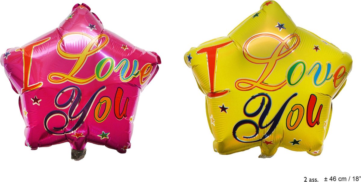 Metallic folie ballon "I love you" 2 stuks