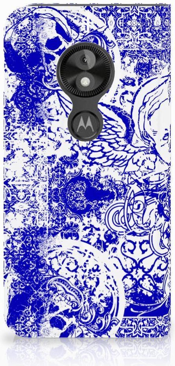 Mobiel BookCase Motorola Moto E5 Play Angel Skull Blauw