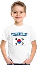 T-shirt met Zuid Koreaanse vlag wit kinderen XS (110-116)
