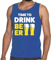 Time to drink Beer tekst tanktop / mouwloos shirt blauw XL