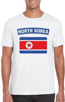 T-shirt met Noord Koreaanse vlag wit heren S