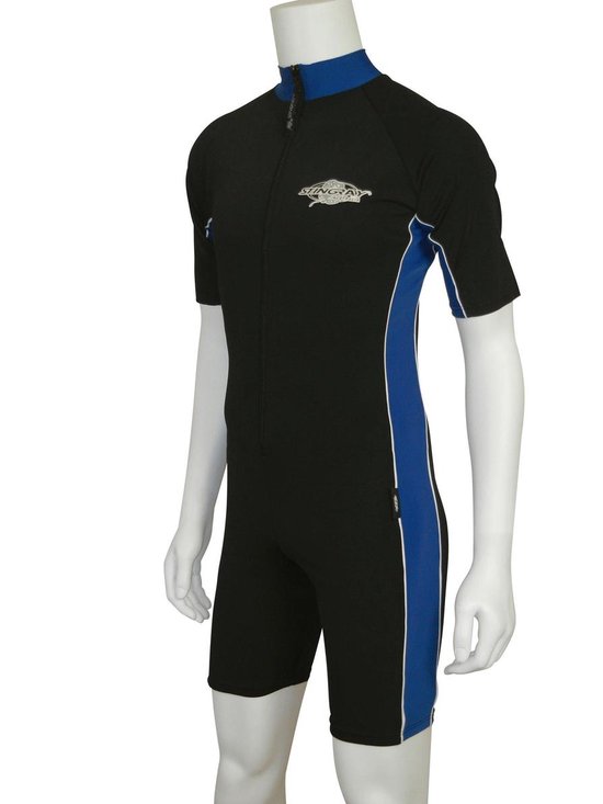 Stingray - heren of dames UV zwempak korte mouwen - zwart/blauw | bol.com