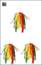 3x PVC fontein afhangend rood geel groen 52,5 cm. BRANDVEILIG - Carnaval festival hang decoratie thema feest