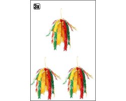 3x PVC fontein afhangend rood geel groen 52,5 cm. BRANDVEILIG - Carnaval festival hang decoratie thema feest