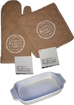 Pakket kerst sint pannenlap, ovenschaaltje, ovenwant creme