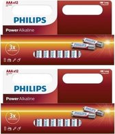 24 Stuks (2 blisters a 12st) - AAA R3 Philips Power Alkaline