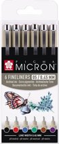 Sakura Pigma Micron 6 coloris fineliners "Basic" - 05 - 0.45mm
