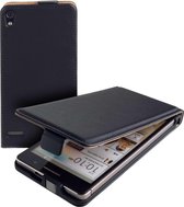 Lelycase Zwart Eco Leather Flip Case Huawei Ascend P6