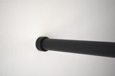 Zwarte garderobe stang / kapstok voor tussen twee muren (115-135 cm)