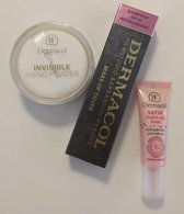 Dermacol set - Dermacol Make-Up Cover tint 218 - 30 Gram - Satin Make-Up Base - 10ML - Invisible Fixing Powder - Light - 13 Gram