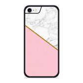 iPhone 8 Hardcase hoesje Pink-gold-white Marble - Designed by Cazy