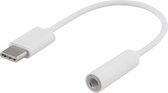 DELTACO USBC-1142, USB-C naar van 3,5 mm adapter, AUX stereo, 10 cm, wit