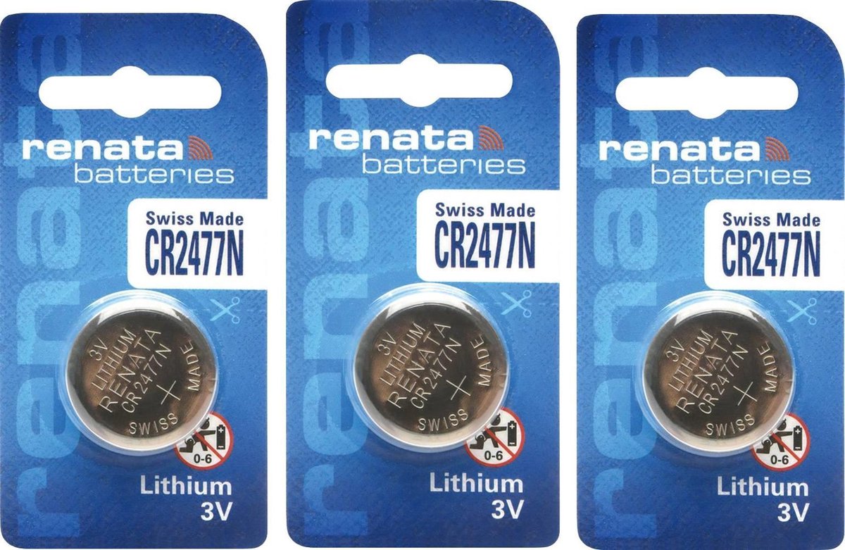 3 Stuks - Renata Lithium CR2477N 3v knoopcelbatterij