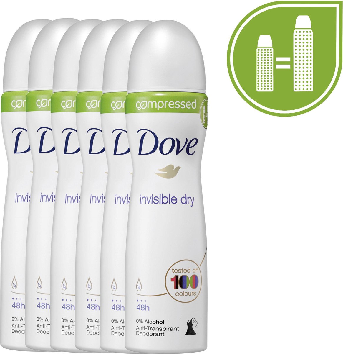 Goedkoopste Dove Invisible Dry Women - 6 x 75 ml - Deodorant Spray - Voordeelverpakking