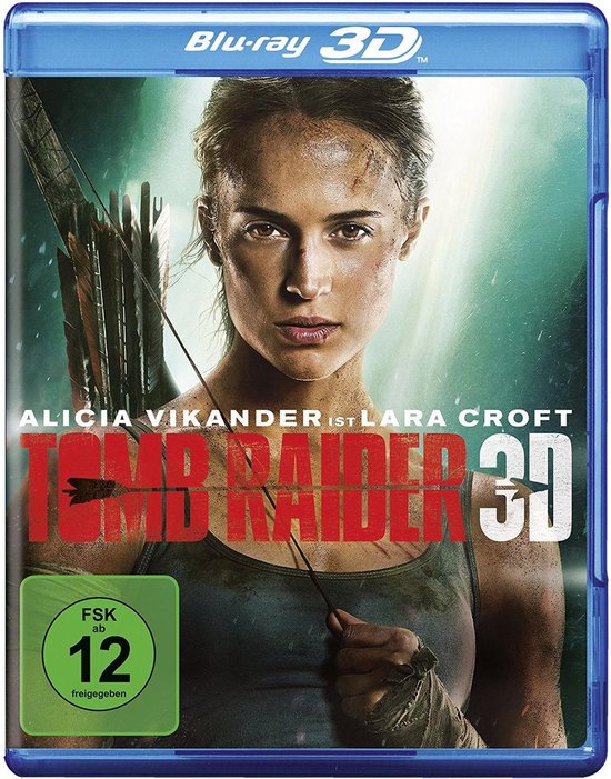 Blu-ray 3D hoes met Alicia Vikander als Lara Croft. Tekst: ALICIA VIKANDER IST LARA CROFT TOMB RAIDER 3D. FSK 12.