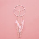 Dromenvanger Wit Macrame Handgeknoopt - Levensboom - Tree Of Life - 22CM Diameter - 55CM Lengte