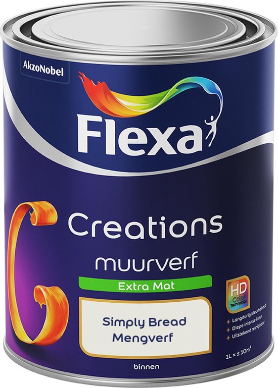 Foto: Flexa creations muurverf extra mat simply bread mengkleuren collectie 1 liter