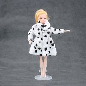 Bontjas 'Cruella de Vil' voor barbies - Barbie jas wit/zwart pluche - Winterjas