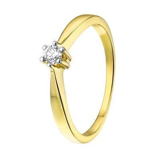Lucardi - Diamond Solitair - Geelgouden solitair ring met diamant (0,12ct.)  | bol.com