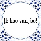 Tegeltje met Spreuk (Tegeltjeswijsheid): Ik hou van jou! + Kado verpakking & Plakhanger