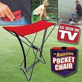 The amazing POCKET CHAIR. Compact opvouwbaar stevig stoeltje voor buitengebruik. Op reis, camping, festival, sportwedstrijd, etc.